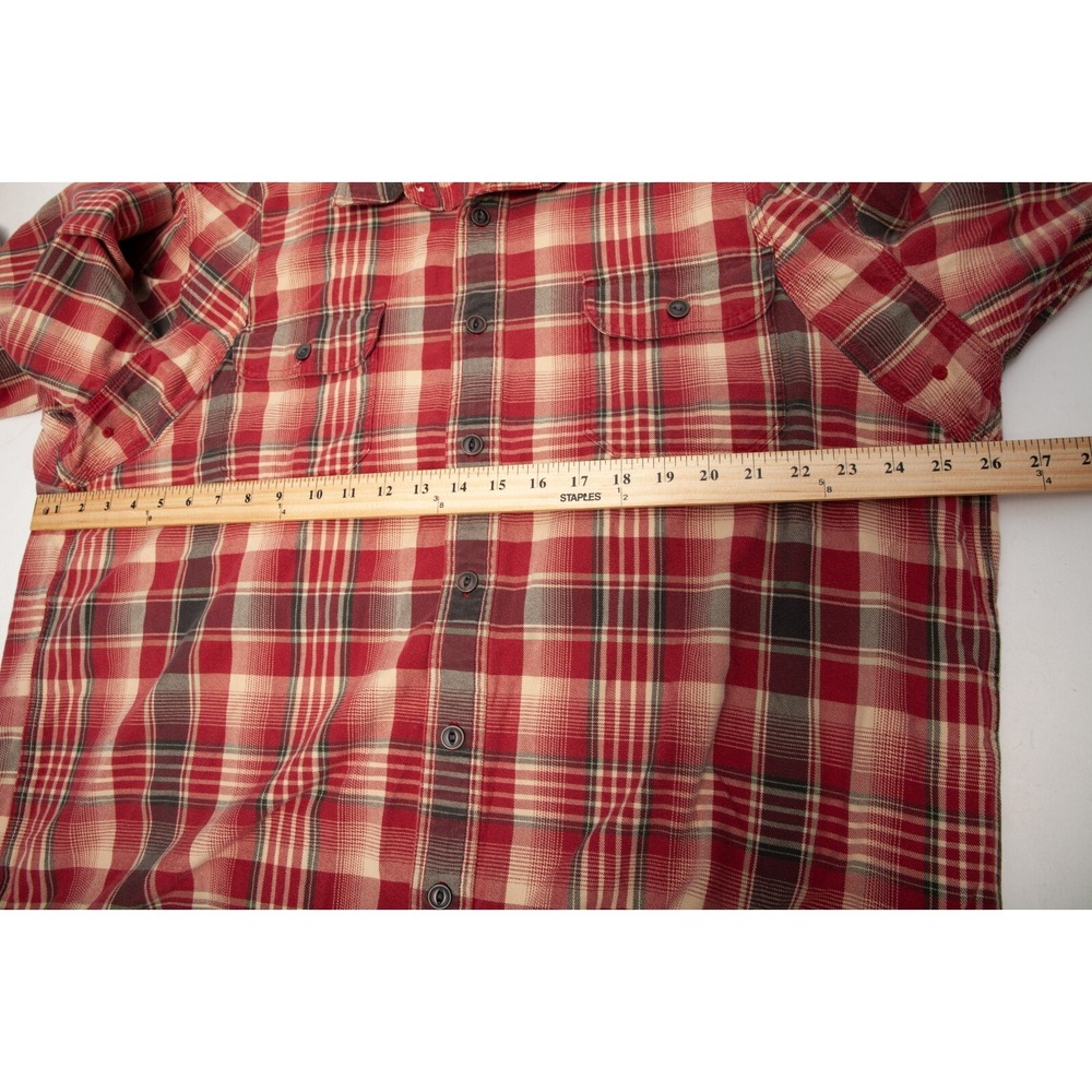 Lucky Brand Plaid Button Down Shirt Mens XL Red Flannel Long Sleeve Cotton - Picture 9 of 11